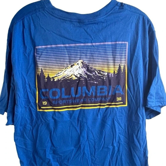 Columbia Men's Graphic T-Shirt Blue Short Sleeve Crew Neck Size L - Picture 4 of 9